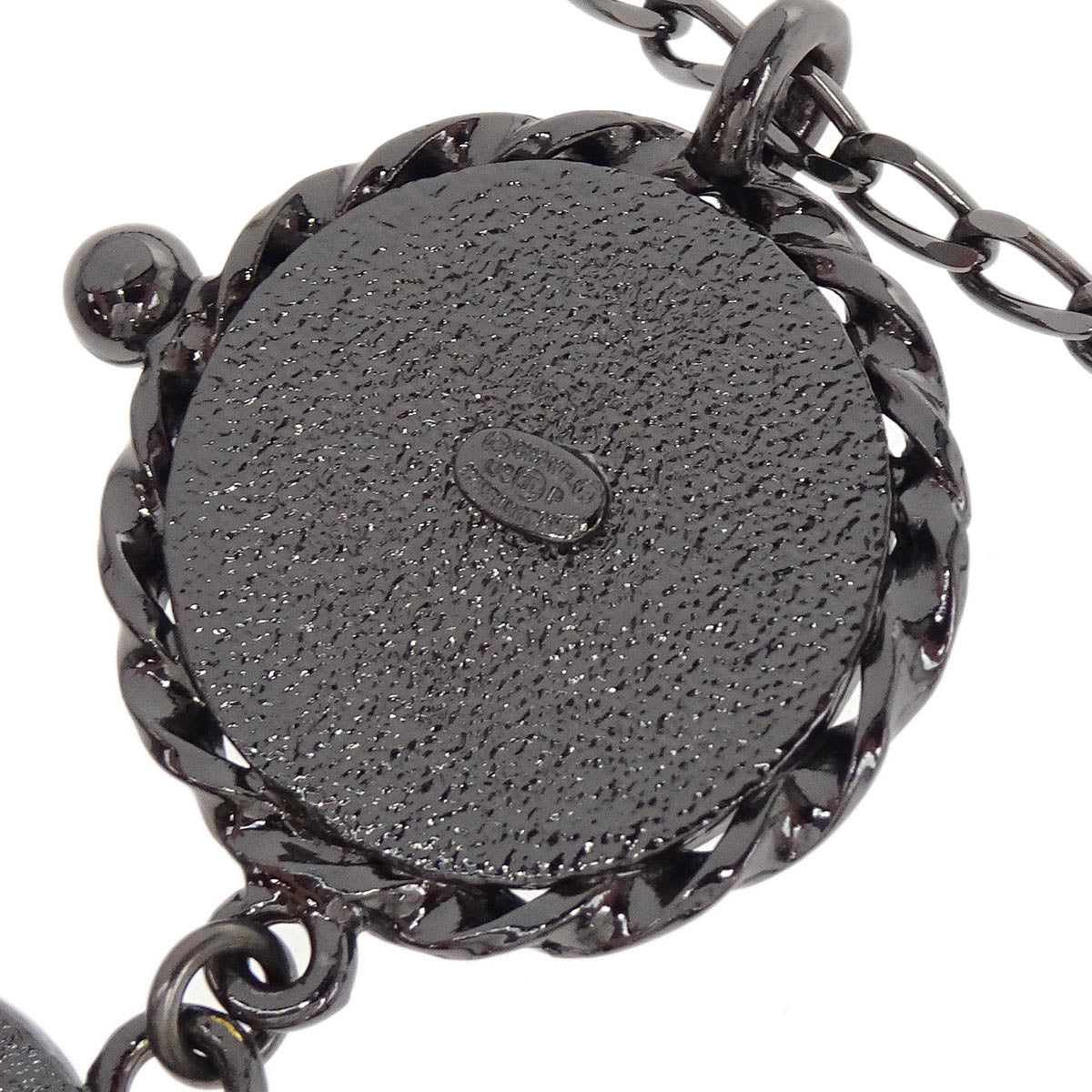 Chanel Mademoiselle CC Chain Pendant Necklace Silver Costume Pearl 03P