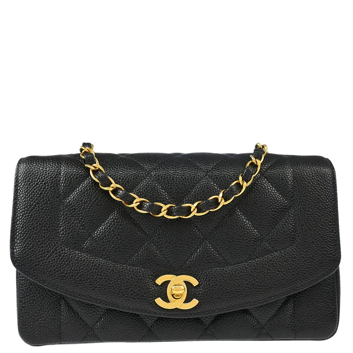Chanel Black Caviar Small Diana Shoulder Bag