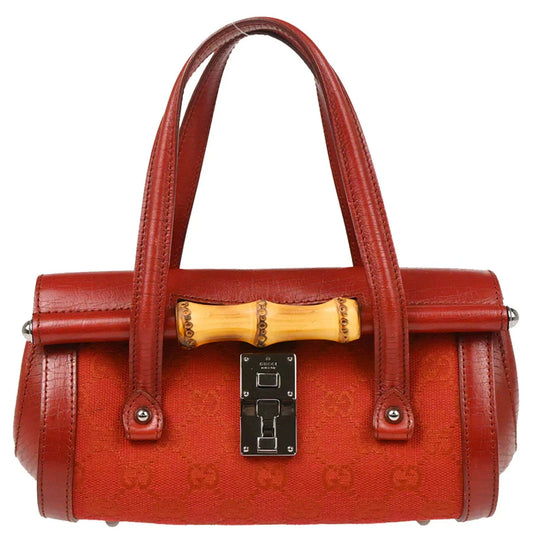 Gucci Red GG Bamboo Handbag