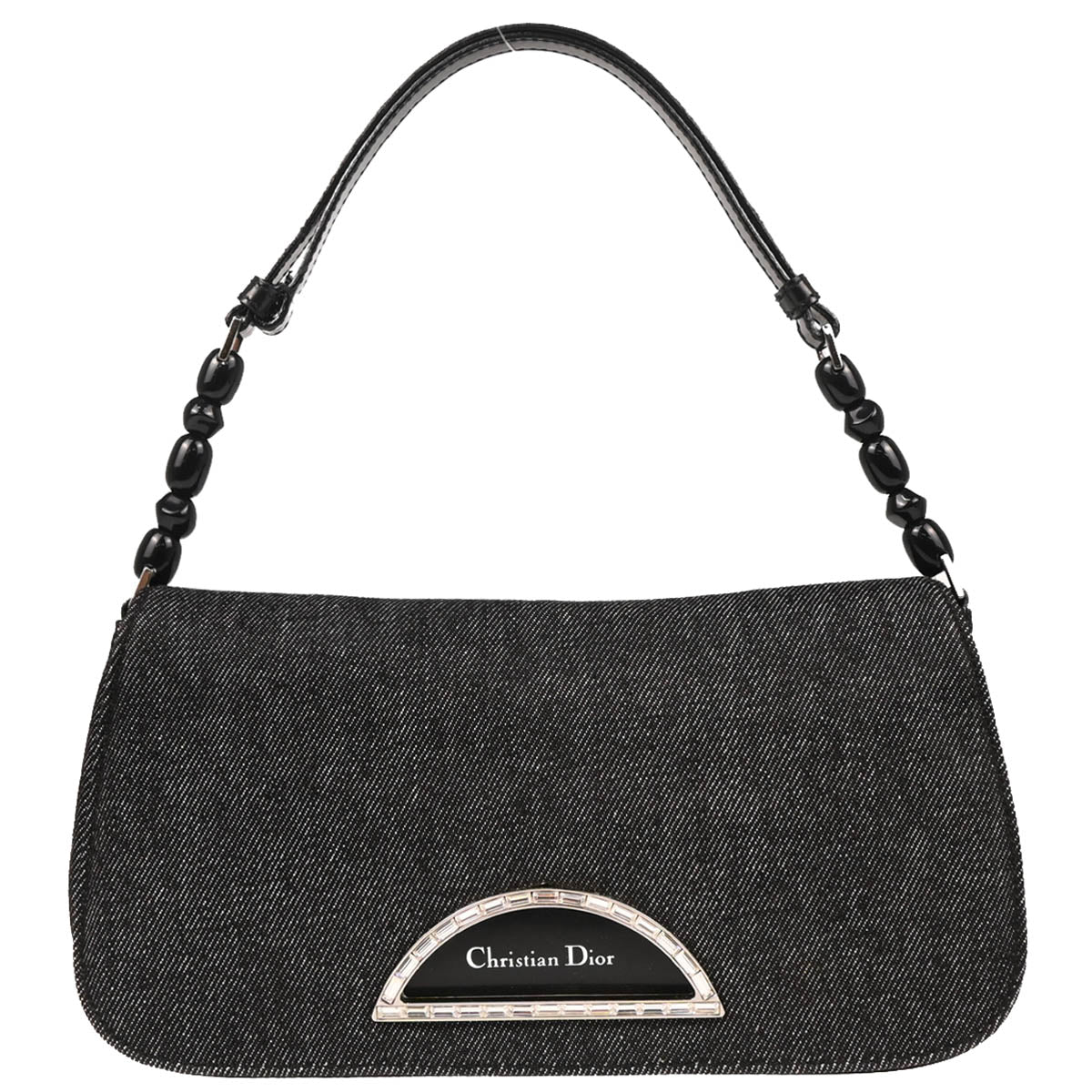 Christian Dior 2000 Black Denim Rhinestone Handbag