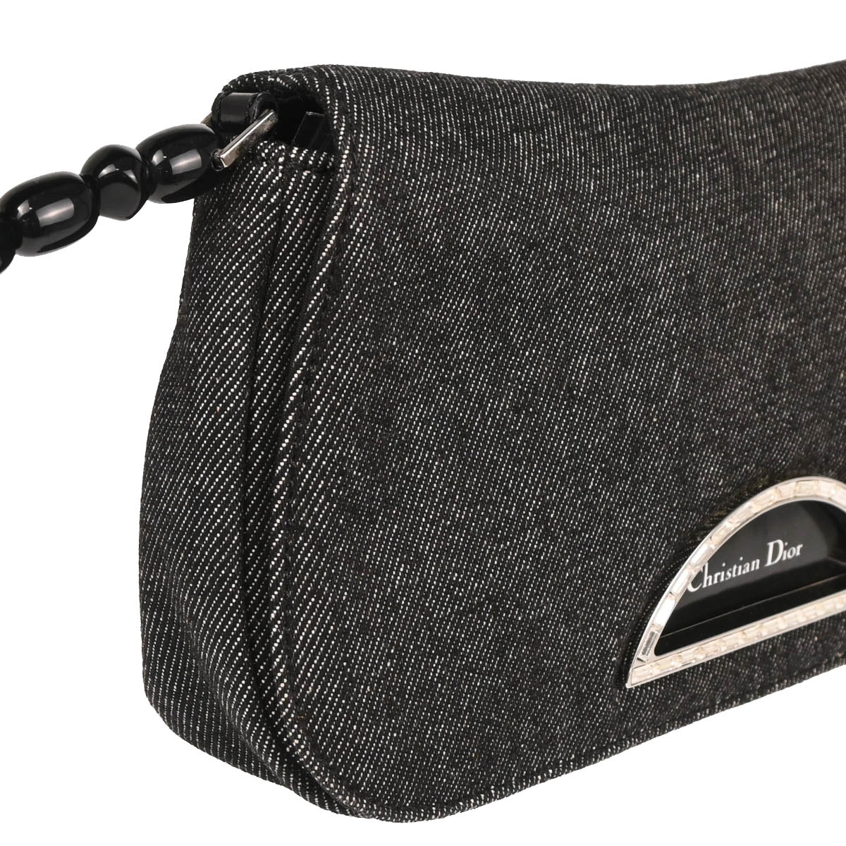 Christian Dior 2000 Black Denim Rhinestone Handbag