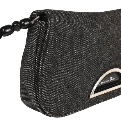 Christian Dior 2000 Black Denim Rhinestone Handbag