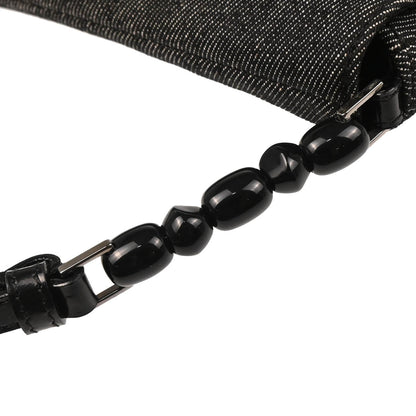 Christian Dior 2000 Black Denim Rhinestone Handbag