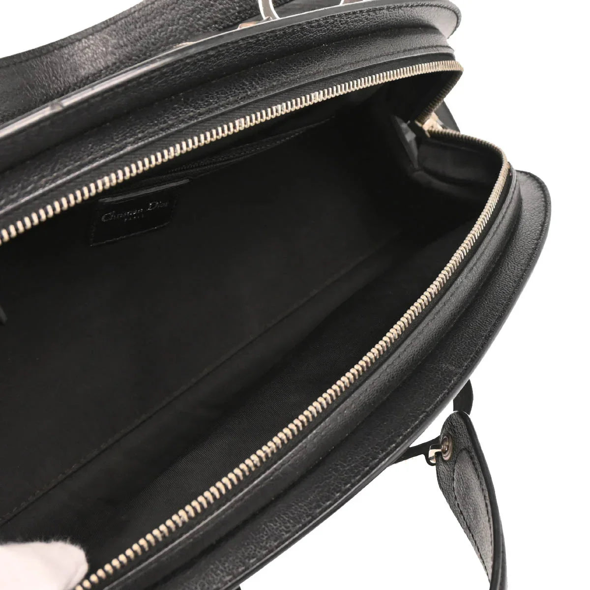 Christian Dior 2005 Black Floral Embroidery Trotter Handbag