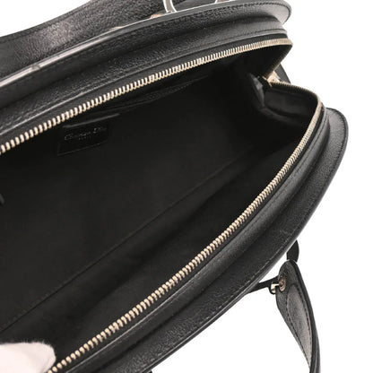 Christian Dior 2005 Black Floral Embroidery Trotter Handbag
