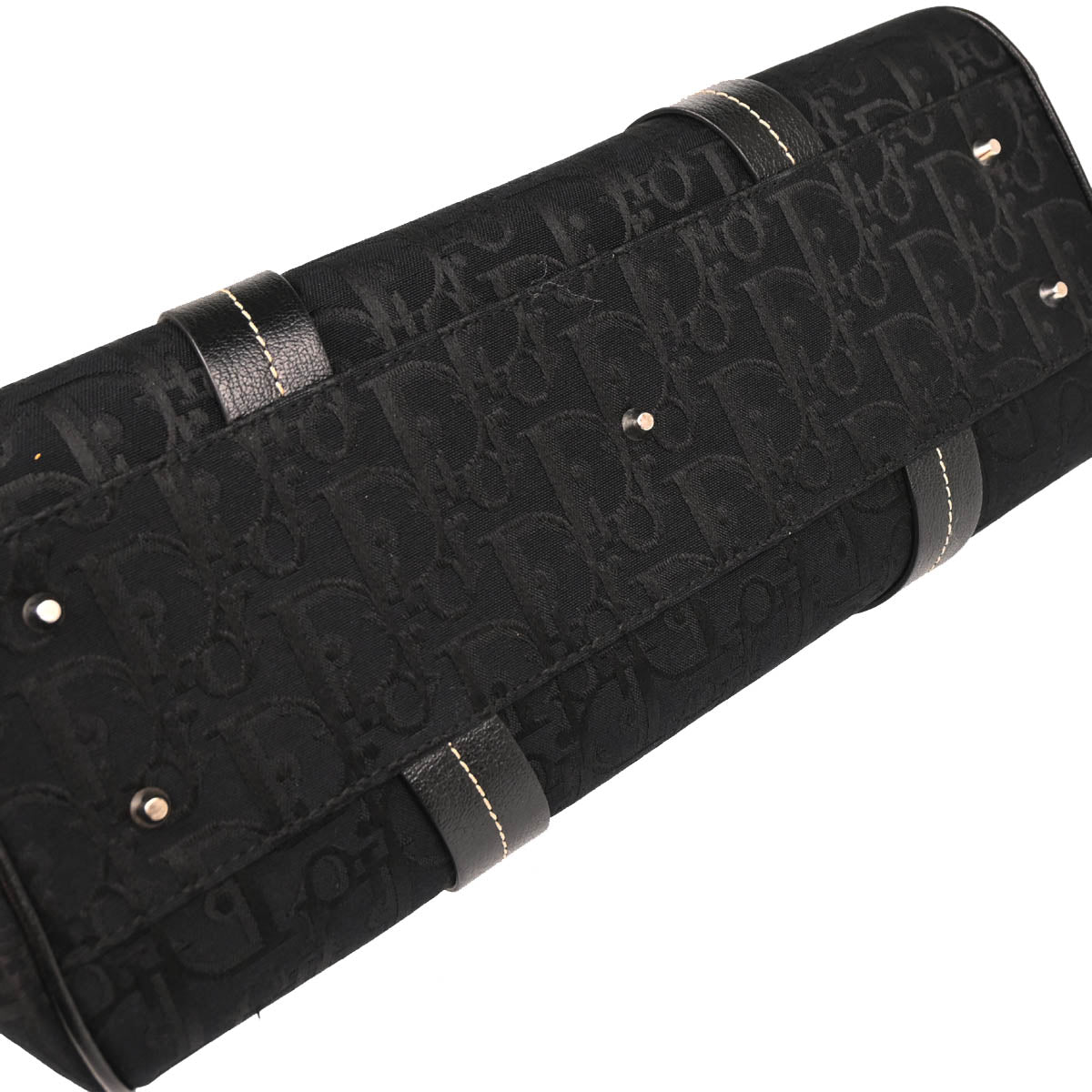 Christian Dior Black Floral Embroidery Trotter Handbag