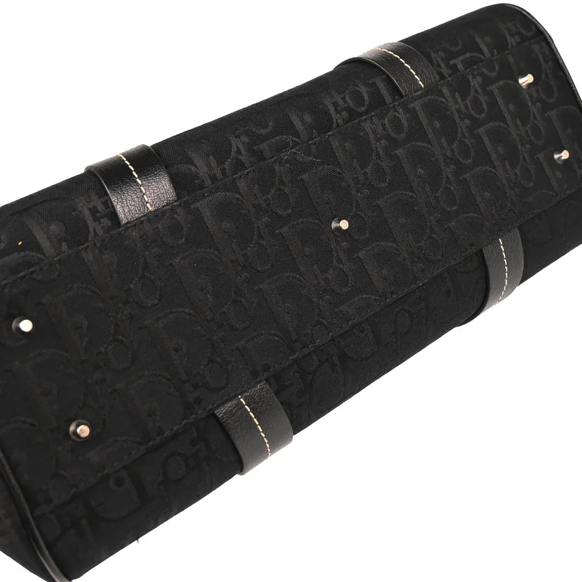 Christian Dior 2005 Black Floral Embroidery Trotter Handbag