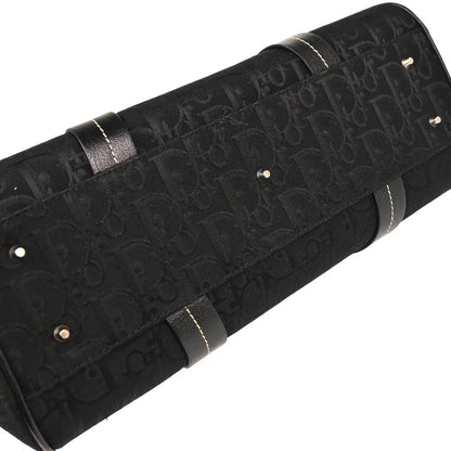 Christian Dior 2005 Black Floral Embroidery Trotter Handbag