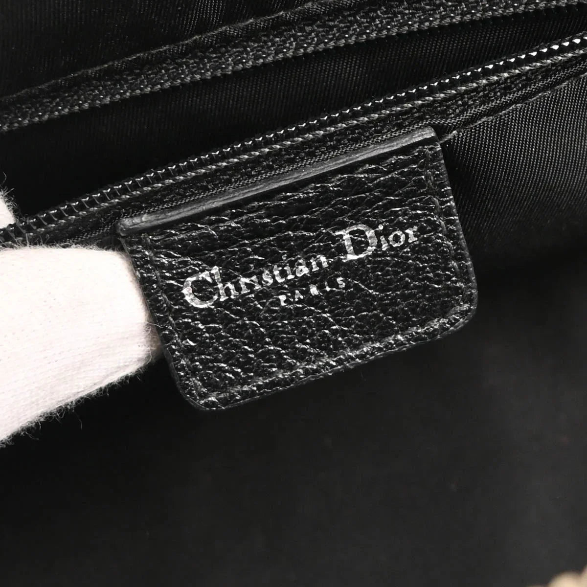 Christian Dior 2005 Black Floral Embroidery Trotter Handbag