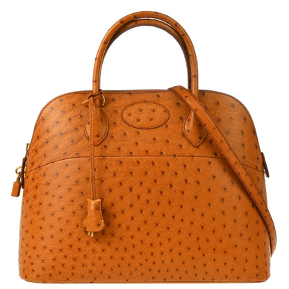 Hermes 1999 Chestnut Ostrich Bolide 35 Handbag 2way Shoulder