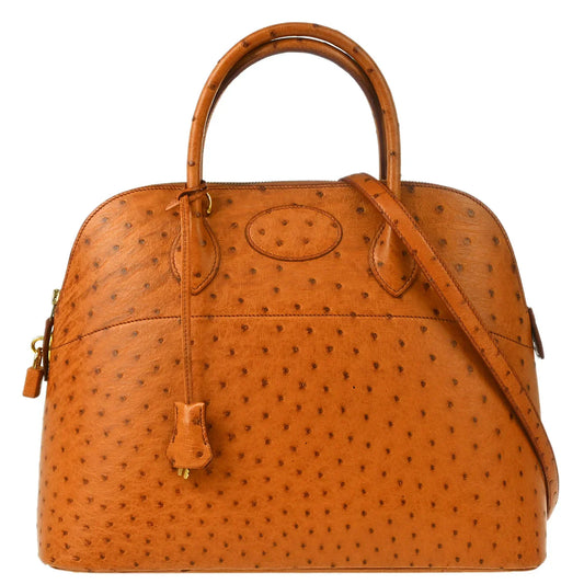 Hermes 1999 Chestnut Ostrich Bolide 35 Handbag 2way Shoulder