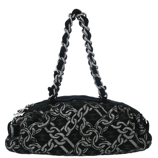 Chanel Black Velvet Chain Handbag