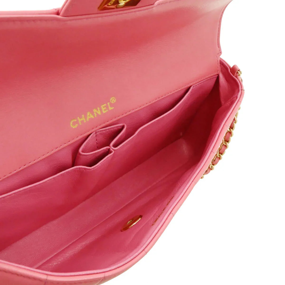 Chanel 2002-2003 Pink Lambskin East West Choco Bar Shoulder Bag