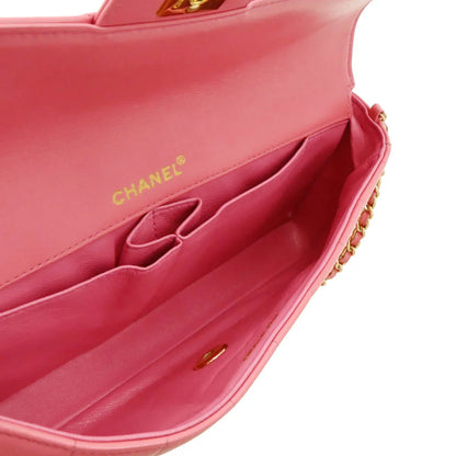 Chanel 2002-2003 Pink Lambskin East West Choco Bar Shoulder Bag