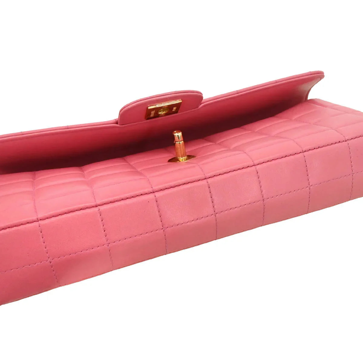 Chanel 2002-2003 Pink Lambskin East West Choco Bar Shoulder Bag
