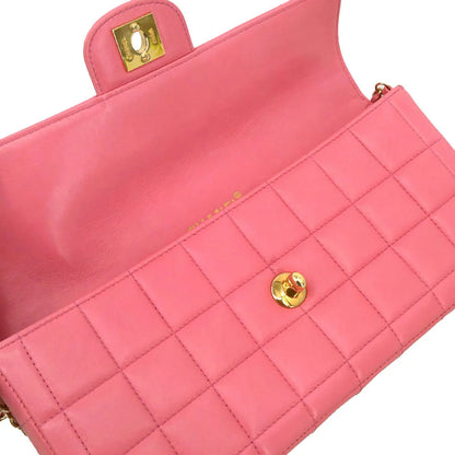 Chanel 2002-2003 Pink Lambskin East West Choco Bar Shoulder Bag