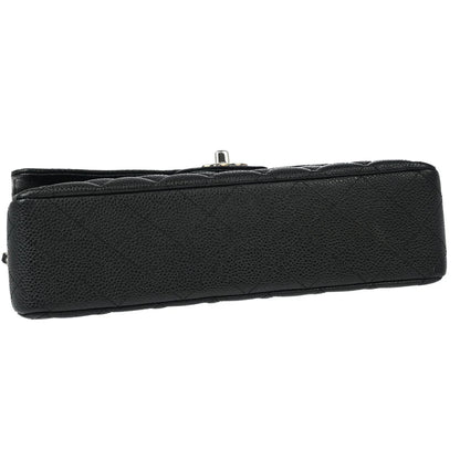 Chanel 2008-2009 Black Caviar Medium Classic Double Flap Shoulder Bag