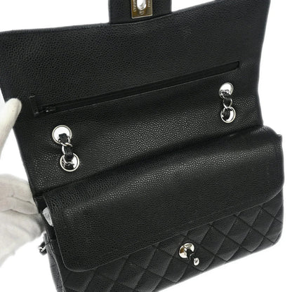 Chanel 2008-2009 Black Caviar Medium Classic Double Flap Shoulder Bag
