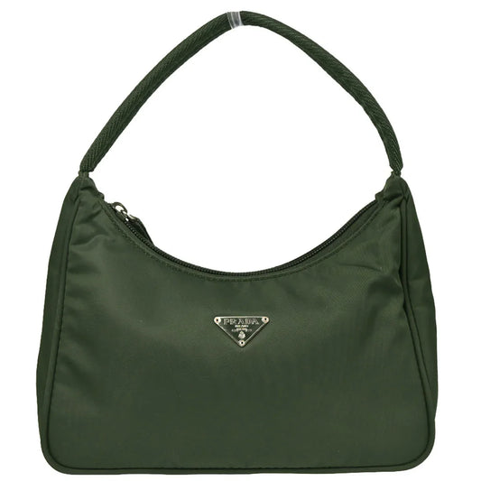 Prada Dark Green Nylon Hobo Handbag