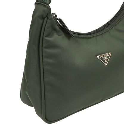 Prada Dark Green Nylon Hobo Handbag