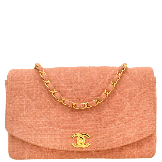 Chanel 1991-1994 Pink Canvas Medium Diana Shoulder Bag