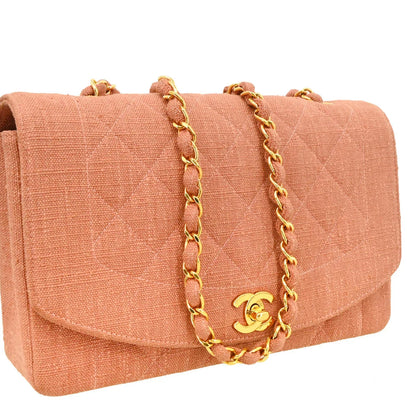 Chanel 1991-1994 Pink Canvas Medium Diana Shoulder Bag