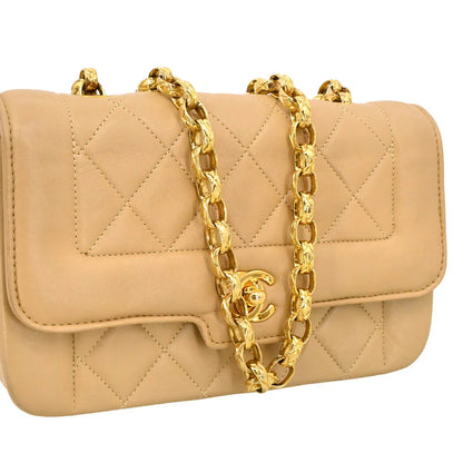 Chanel 1989-1991 Beige Lambskin Shoulder Bag
