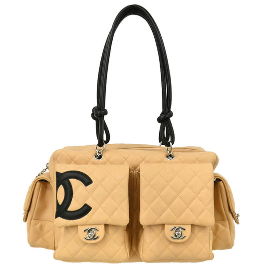 Chanel Beige Calfskin Reporter Bag Cambon Ligne Handbag