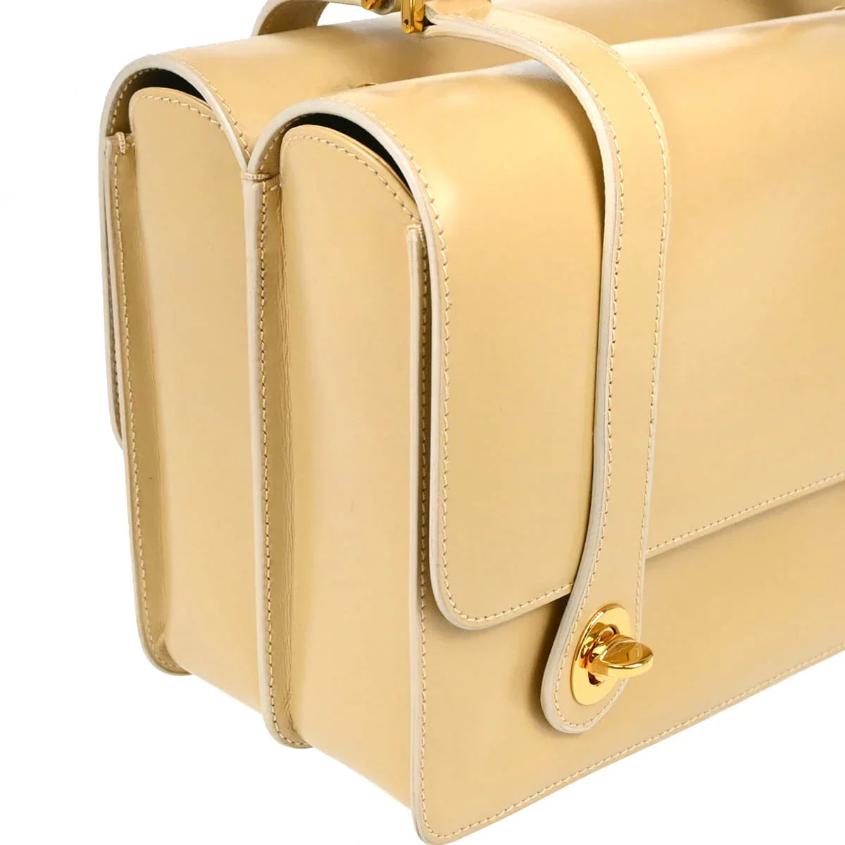 Gucci Beige Leather Bamboo 2way Shoulder Handbag