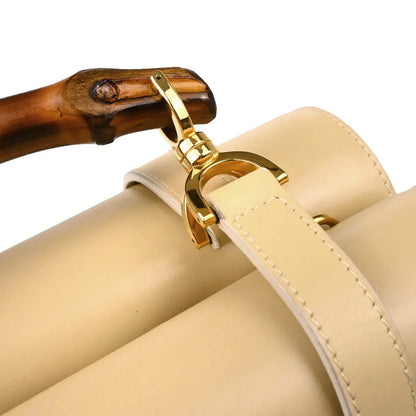 Gucci Beige Leather Bamboo 2way Shoulder Handbag