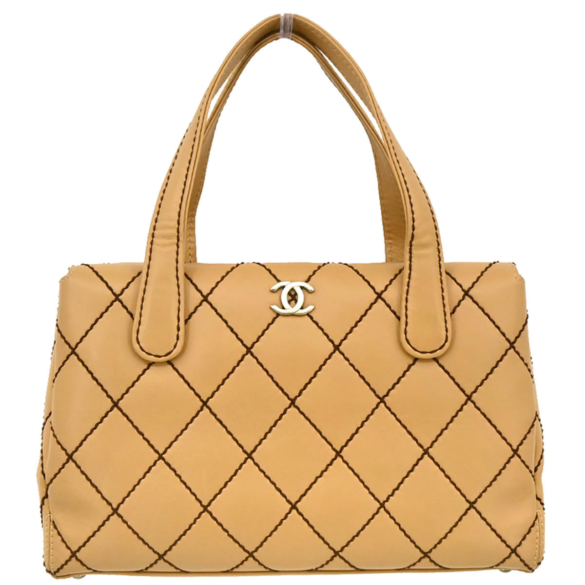 Chanel 2000-2002 Beige Calfskin Wild Stitch Handbag