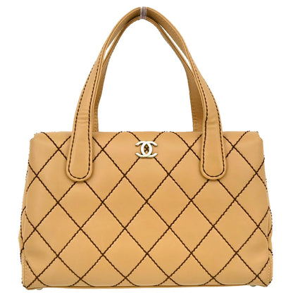 Chanel 2000-2002 Beige Calfskin Wild Stitch Handbag