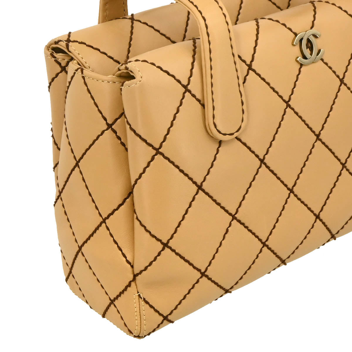 Chanel 2000-2002 Beige Calfskin Wild Stitch Handbag