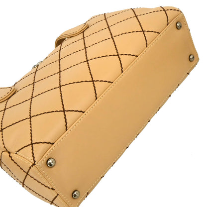 Chanel 2000-2002 Beige Calfskin Wild Stitch Handbag