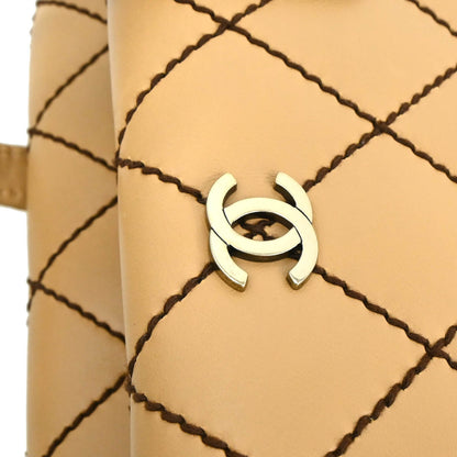 Chanel 2000-2002 Beige Calfskin Wild Stitch Handbag