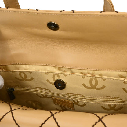 Chanel 2000-2002 Beige Calfskin Wild Stitch Handbag