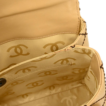Chanel 2000-2002 Beige Calfskin Wild Stitch Handbag