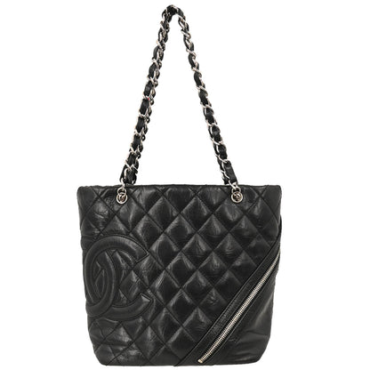 Chanel 2006-2008 Black Calfskin Cambon Ligne Tote Chain Handbag