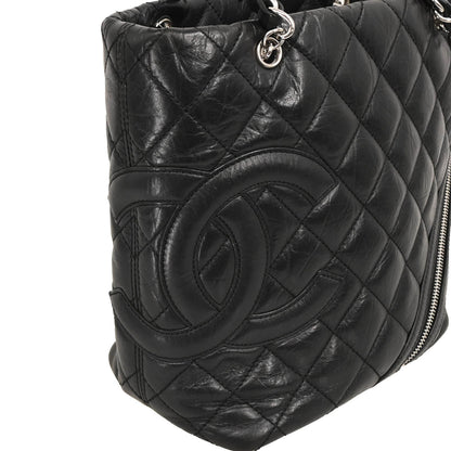 Chanel 2006-2008 Black Calfskin Cambon Ligne Tote Chain Handbag
