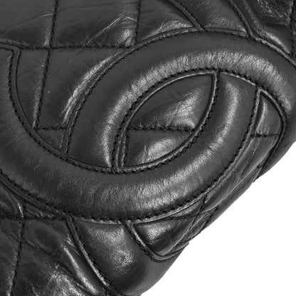 Chanel 2006-2008 Black Calfskin Cambon Ligne Tote Chain Handbag