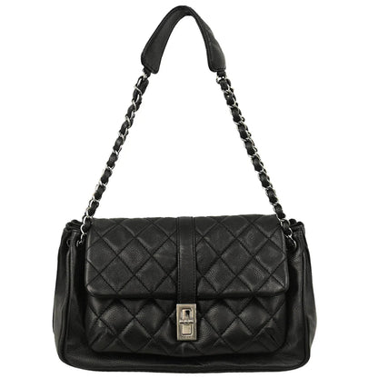 Chanel 2005-2006 Black Caviar Mademoiselle Lock Handbag