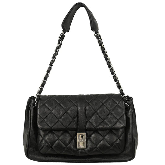 Chanel 2005-2006 Black Caviar Mademoiselle Lock Handbag