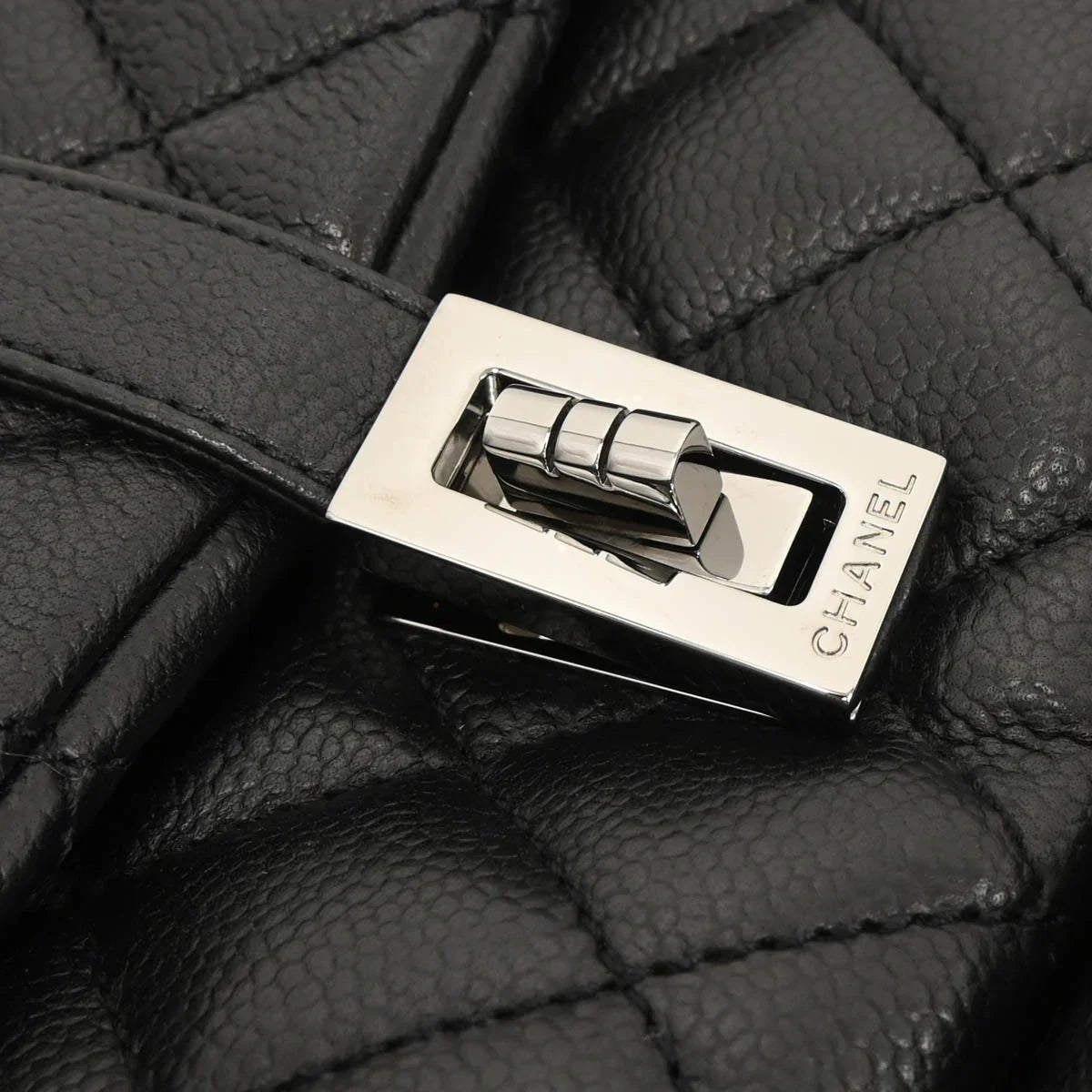 Chanel 2005-2006 Black Caviar Mademoiselle Lock Handbag