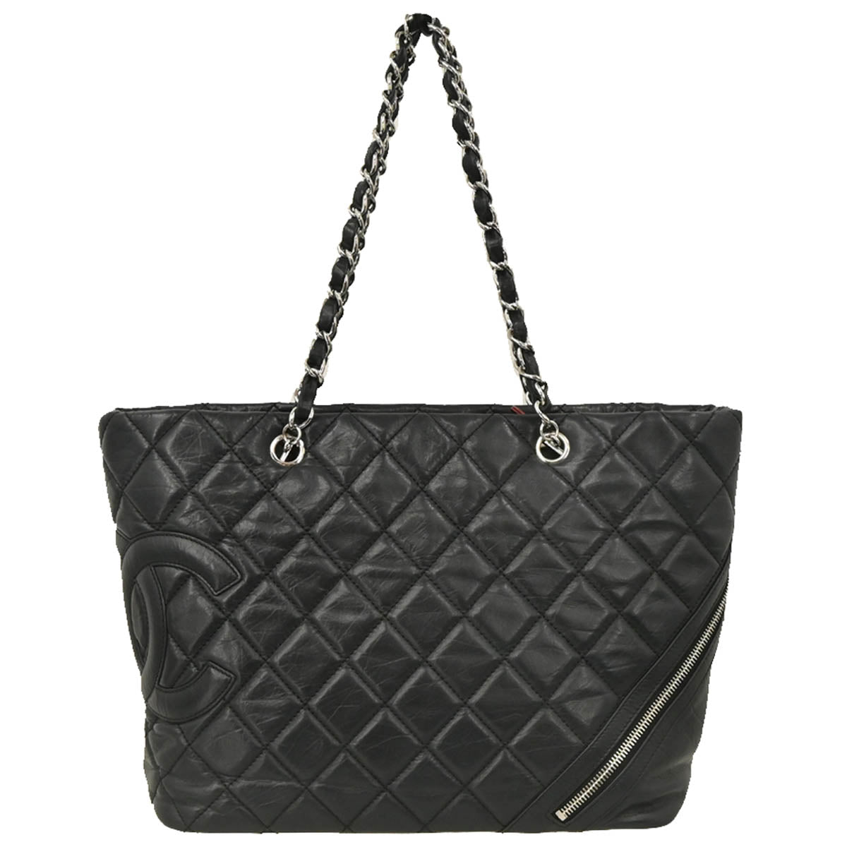 Chanel 2006-2008 Black Calfskin Cambon Ligne Tote Chain Handbag
