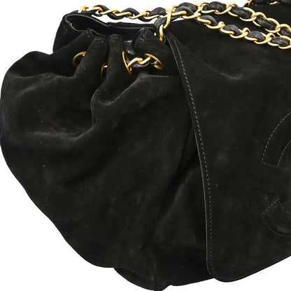 Chanel 2002-2003 Black Suede Chain Shoulder Bag