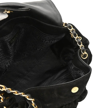 Chanel 2002-2003 Black Suede Chain Shoulder Bag