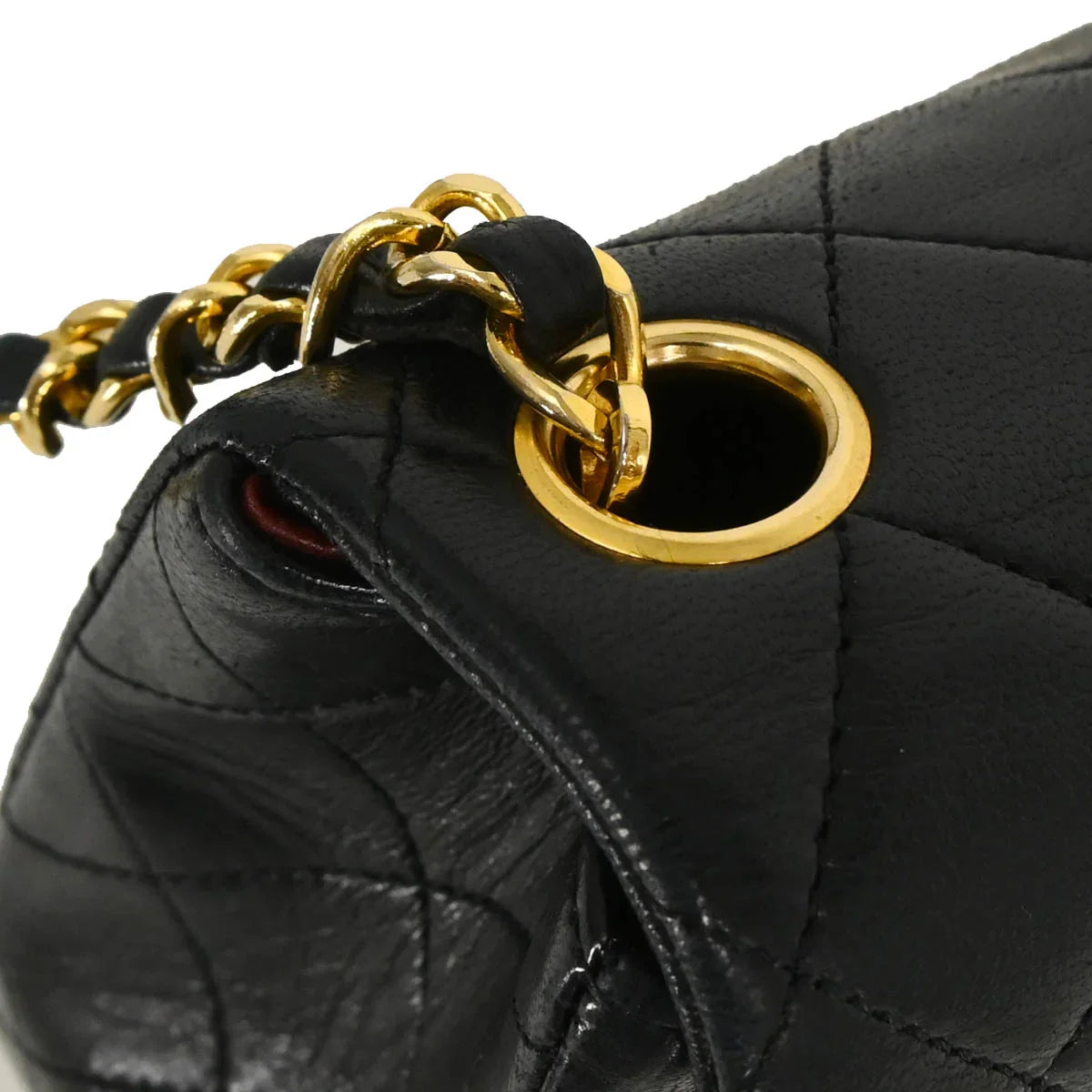 Chanel 1989-1991 Black Lambskin Mini Classic Square Flap Shoulder Bag