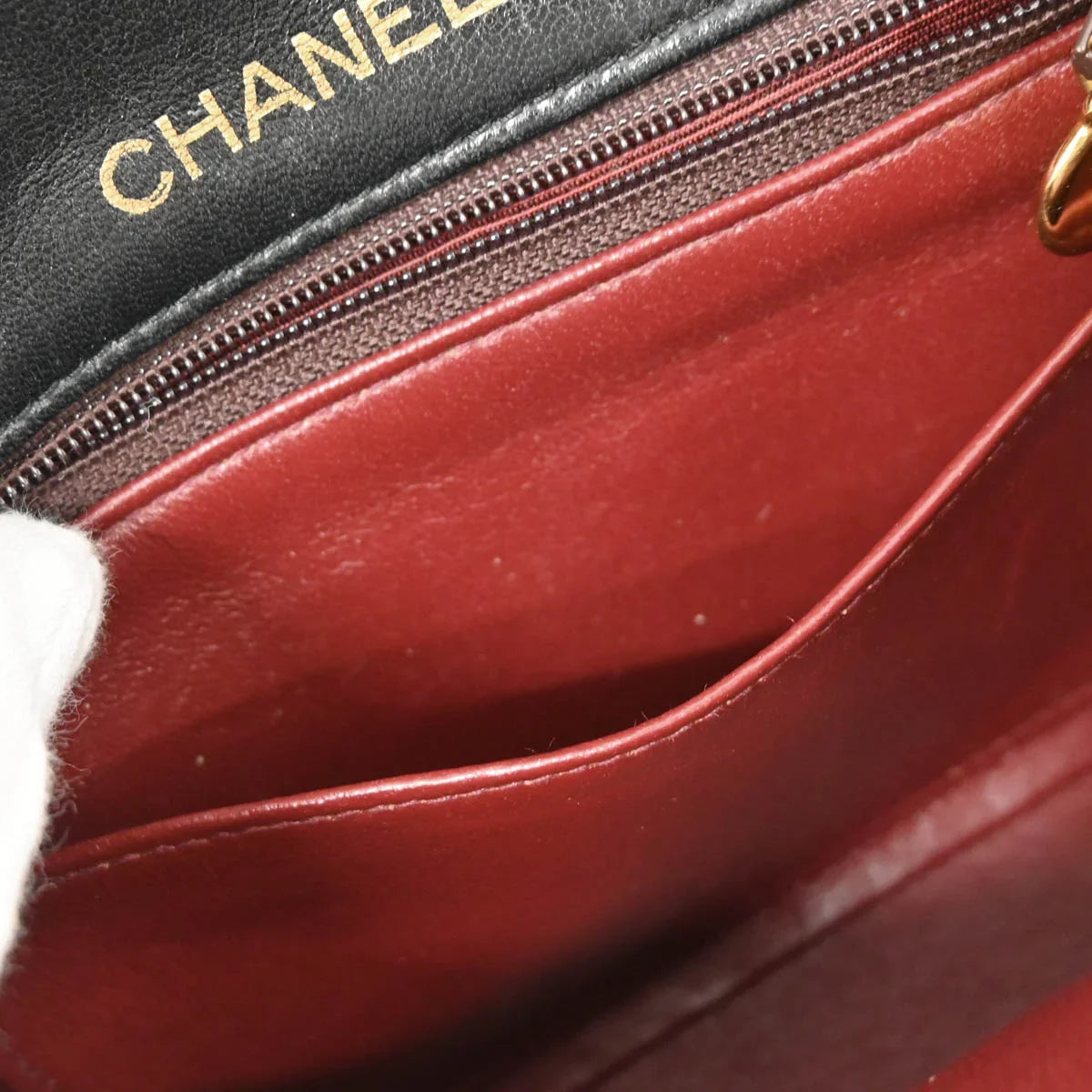 Chanel 1989-1991 Black Lambskin Mini Classic Square Flap Shoulder Bag