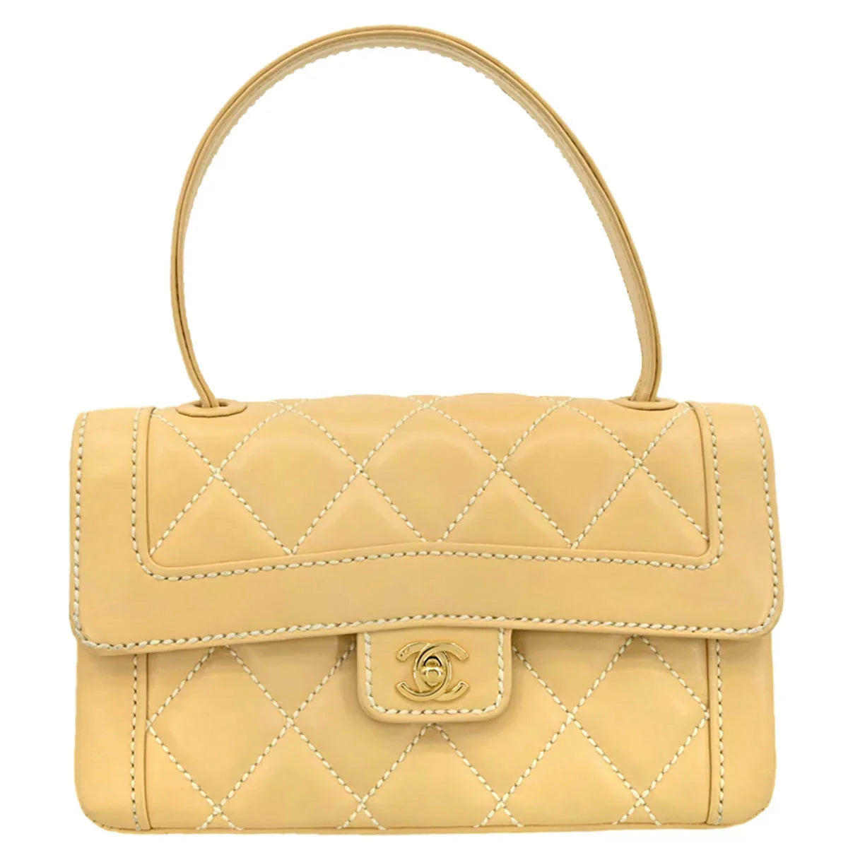 Chanel 2005-2006 Beige Calfskin Wild Stitch Handbag