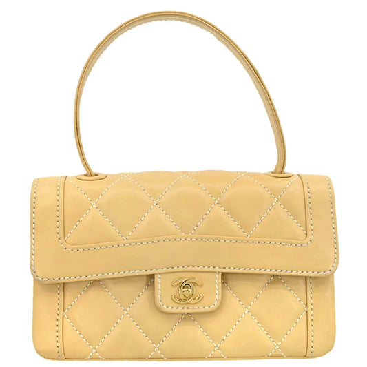 Chanel 2005-2006 Beige Calfskin Wild Stitch Handbag